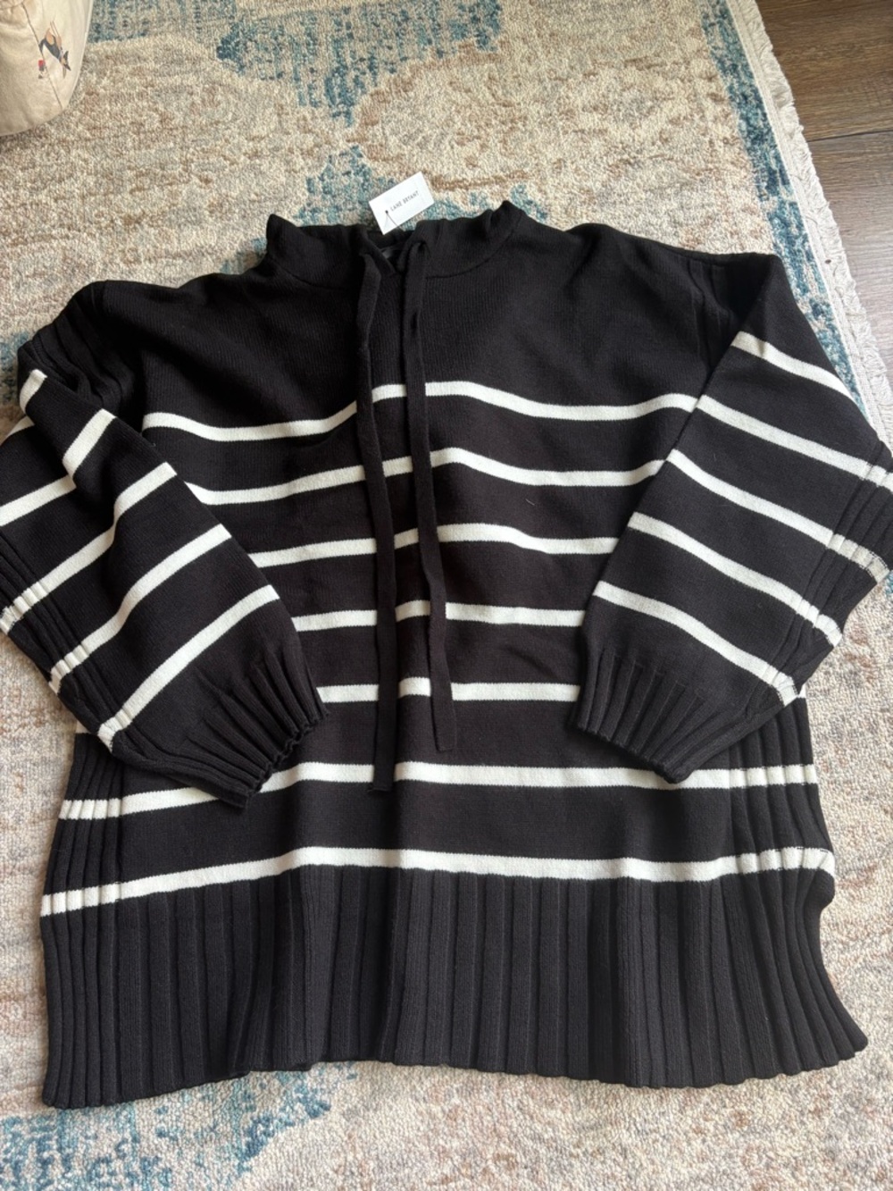 NWT Lane Bryant Black and White Striped Knit Sweater